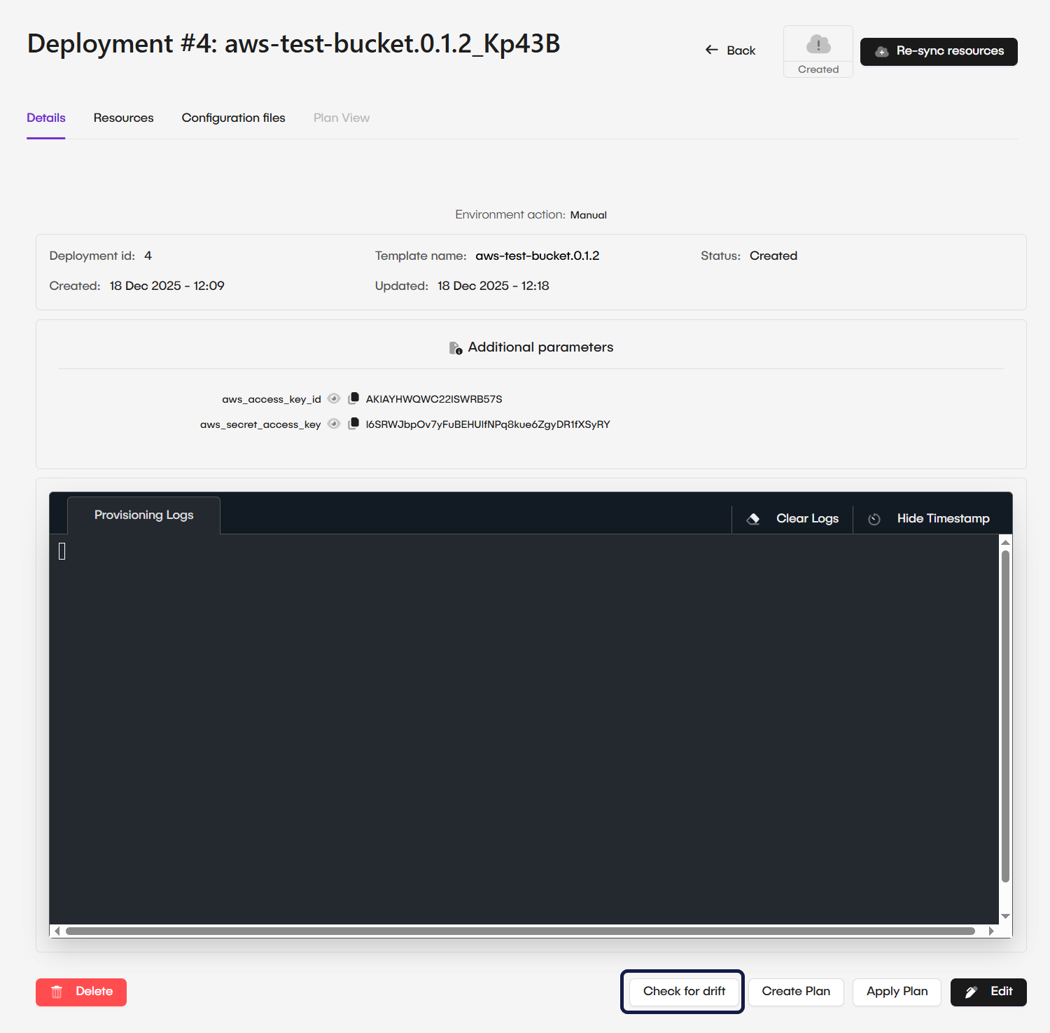 Check for drift button